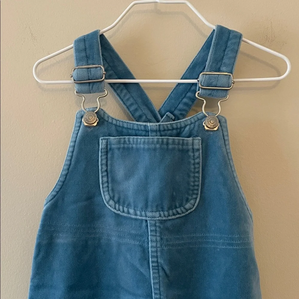 BABY GAP Kids Vintage 2002 Y2K Velvet Jumper Overall Dress in Blue Size 3T